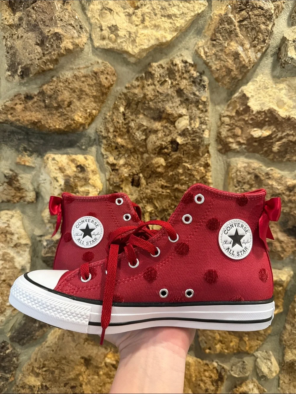 Chuck Taylor All Star High tops Polka Dots & Bow